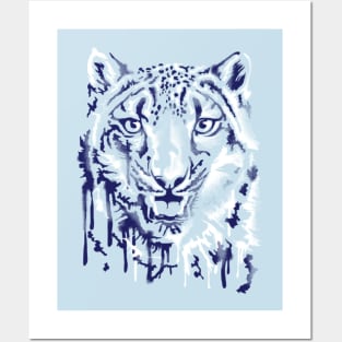 wild snow leopard graffiti Posters and Art